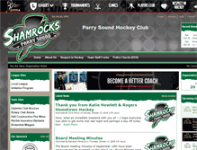 Tablet Screenshot of parrysoundhockeyclub.com